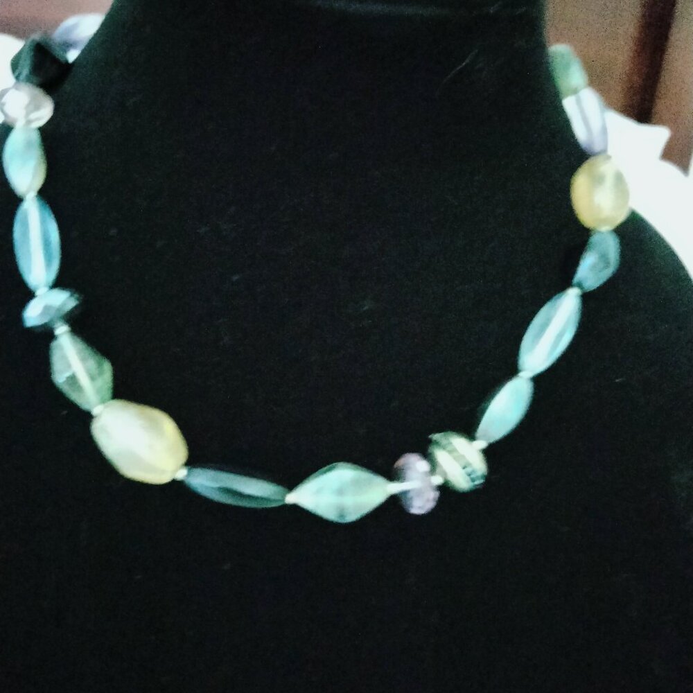 Necklace with black and gray stones